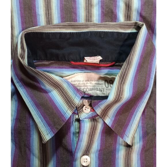 Guess Company Shirt Mens Large Multicolor Striped Button‎ Up Long Sleeve Casual - Picture 5 of 9